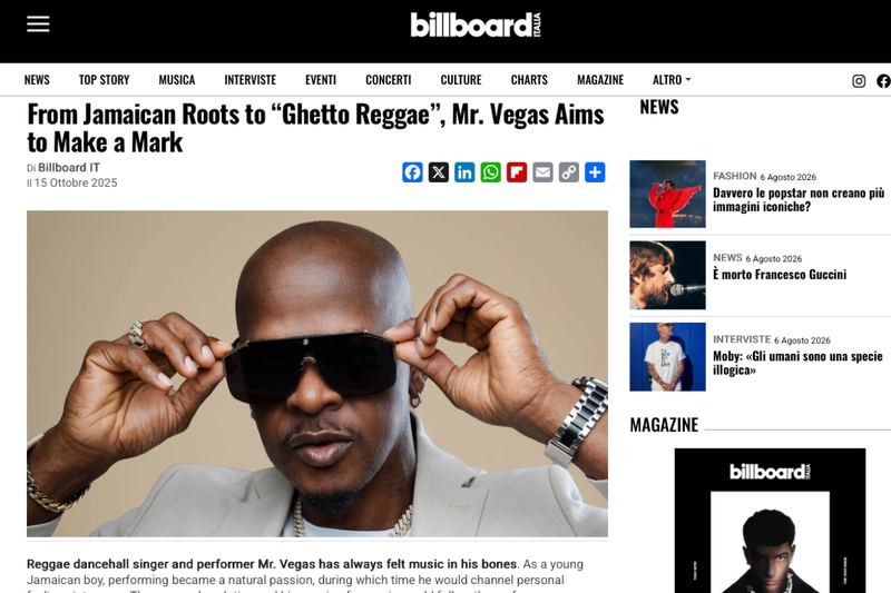 Billboard coverage of Mr. Vegas, 2025